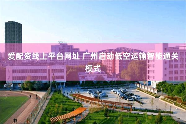 爱配资线上平台网址 广州启动低空运输智能通关模式