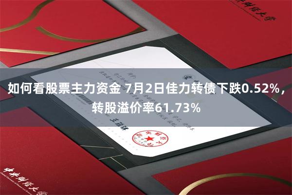 如何看股票主力资金 7月2日佳力转债下跌0.52%，转股溢价率61.73%