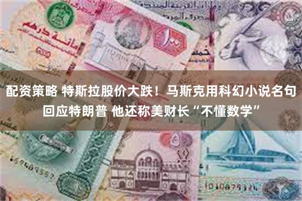 配资策略 特斯拉股价大跌！马斯克用科幻小说名句回应特朗普 他还称美财长“不懂数学”