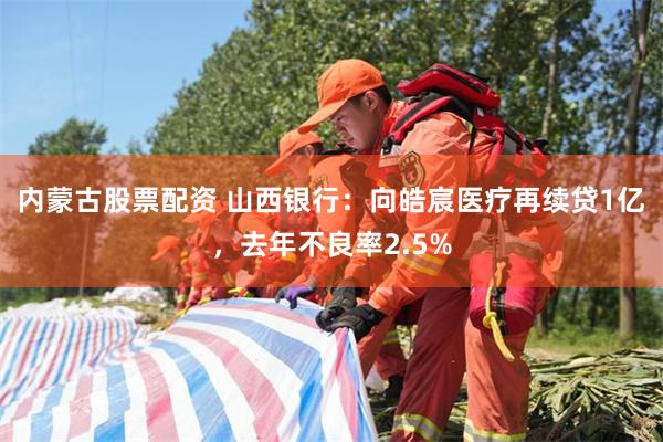 内蒙古股票配资 山西银行：向皓宸医疗再续贷1亿，去年不良率2.5%