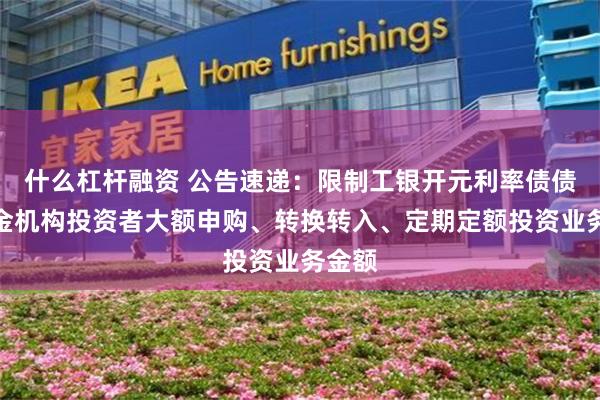 什么杠杆融资 公告速递：限制工银开元利率债债券基金机构投资者大额申购、转换转入、定期定额投资业务金额