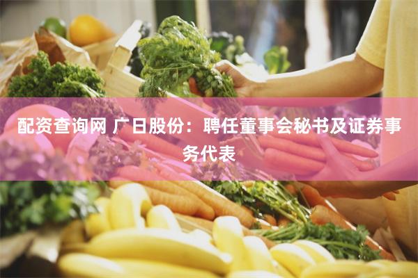 配资查询网 广日股份：聘任董事会秘书及证券事务代表